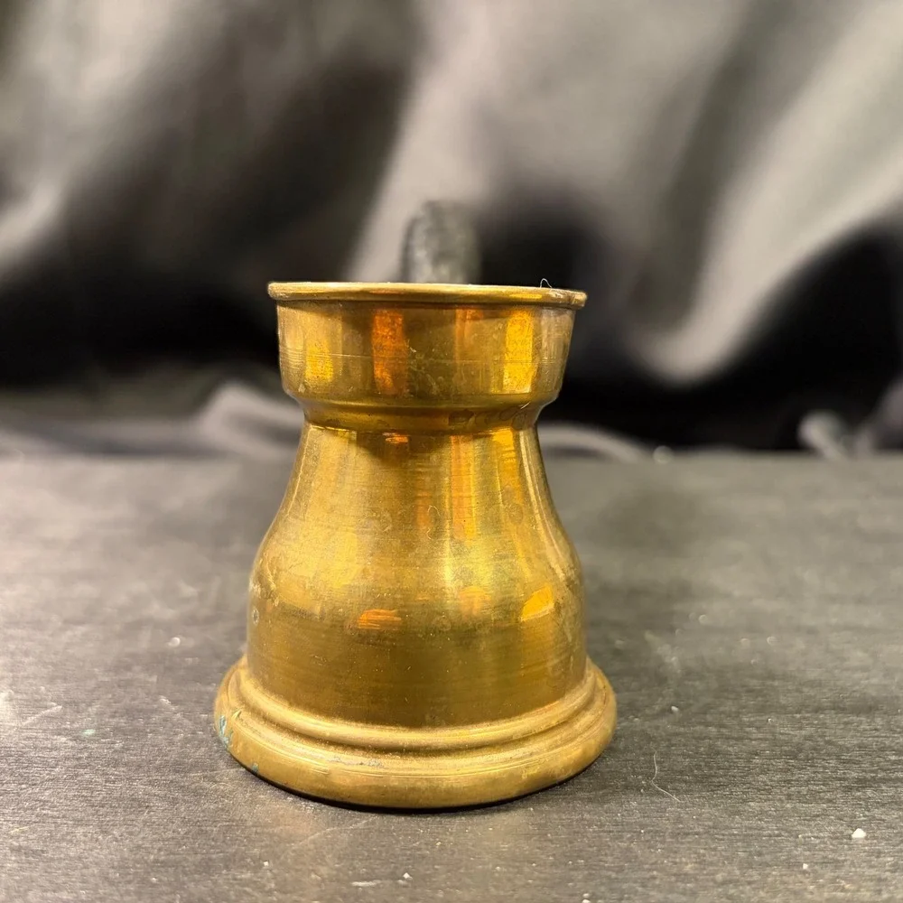 Vintage Brass Turkish Coffee Pot Cezve Ibrik with Black Wood Handle 7.5in